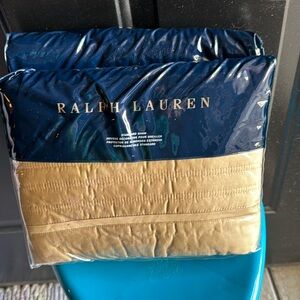 Nip Ralph Lauren Reed Golden Quilted pillow Standard 20x28 Shams $260 set